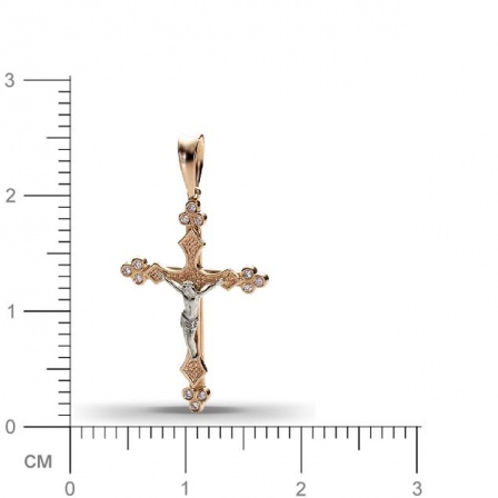 Крестик с 12 бриллиантами из комбинированного золота  (арт. 301421)