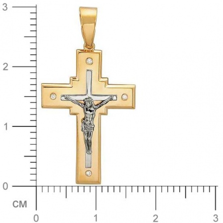 Крестик с 4 бриллиантами из комбинированного золота  (арт. 301424)