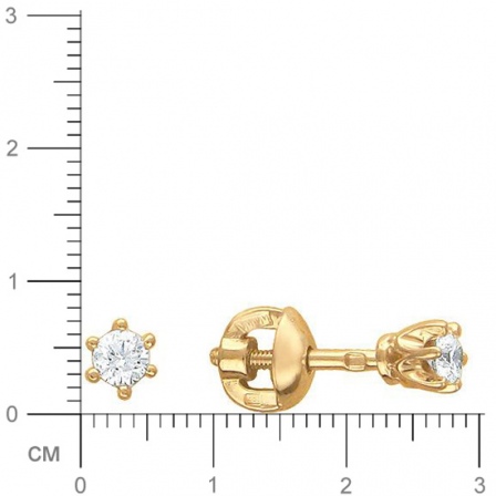 Серьги с 2 бриллиантами из красного золота  (арт. 301547)