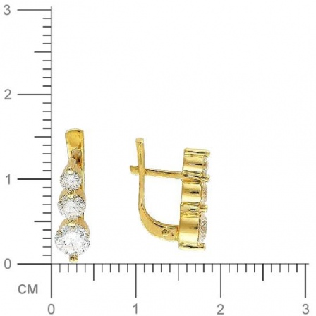 Серьги с 6 бриллиантами из жёлтого золота 750 пробы (арт. 301791)