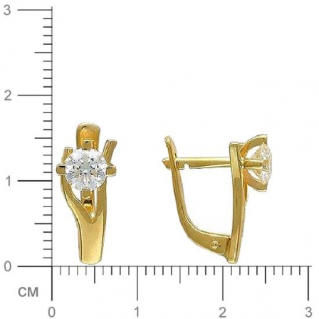 Серьги с 2 бриллиантами из жёлтого золота 750 пробы (арт. 301813)