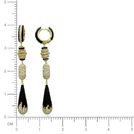 Серьги с 584 бриллиантами, эмалью из жёлтого золота 750 пробы (арт. 301836)