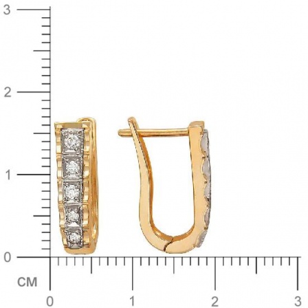 Серьги с 10 бриллиантами из комбинированного золота  (арт. 301875)