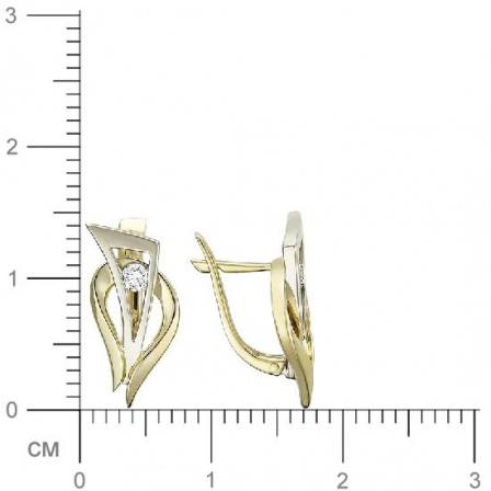 Серьги с 2 бриллиантами из комбинированного золота  (арт. 301877)