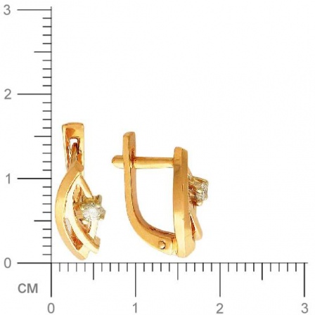 Серьги с 2 бриллиантами из комбинированного золота  (арт. 301892)