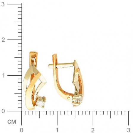 Серьги с 2 бриллиантами из комбинированного золота  (арт. 301893)