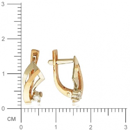 Серьги с 2 бриллиантами из комбинированного золота  (арт. 301894)