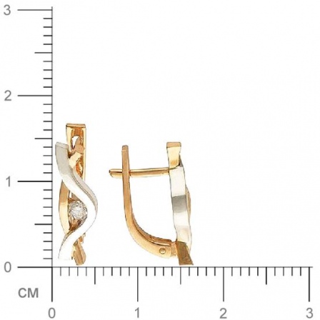Серьги с 2 бриллиантами из комбинированного золота 750 пробы (арт. 302097)