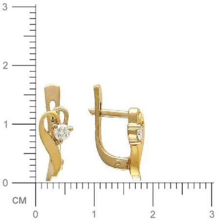 Серьги Запятая с 2 бриллиантами из комбинированного золота 750 пробы (арт. 302102)