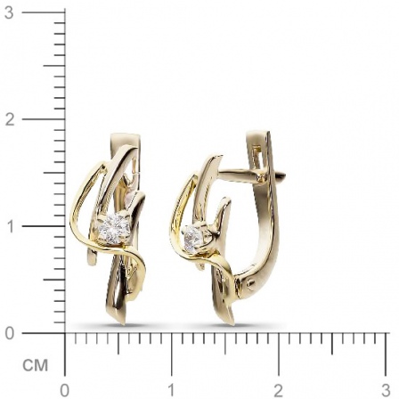 Серьги Запятая с 2 бриллиантами из комбинированного золота 750 пробы (арт. 302103)