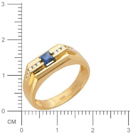 Кольцо с 12 бриллиантами, 1 сапфиром из красного золота  (арт. 302148)