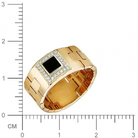 Кольцо Звенья цепи с 24 бриллиантами, 1 ониксом из комбинированного золота  (арт. 302175)