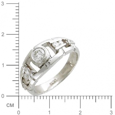 Кольцо звенья цепи с 9 бриллиантами из белого золота 750 пробы (арт. 302178)