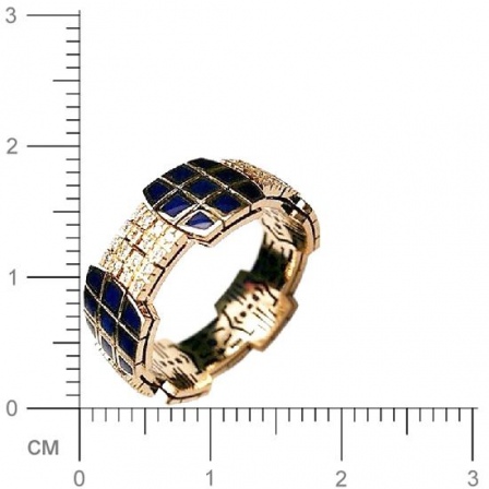 Кольцо с 80 бриллиантами, эмалью из комбинированного золота 750 пробы (арт. 302195)