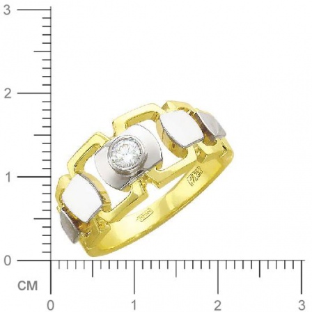 Кольцо Звенья цепи с 1 бриллиантом из комбинированного золота 750 пробы (арт. 302203)