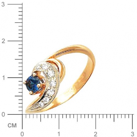 Кольцо с 7 бриллиантами, 1 сапфиром из красного золота  (арт. 302247)