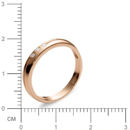 Кольцо с 3 бриллиантами из красного золота  (арт. 302256)