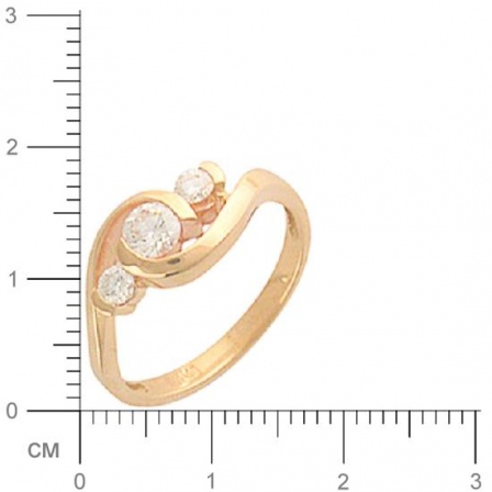 Кольцо с 3 бриллиантами из красного золота  (арт. 302263)