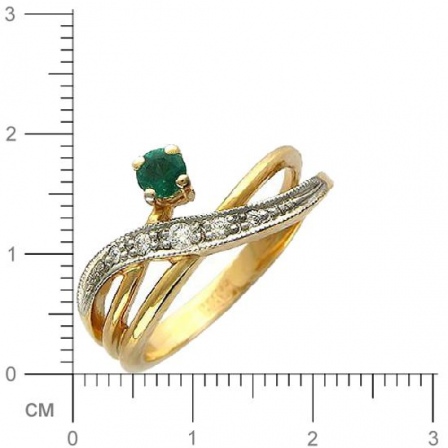 Кольцо с 5 бриллиантами, изумрудом из красного золота  (арт. 302265)