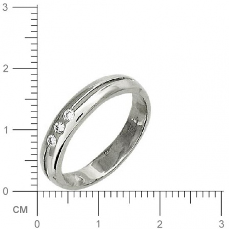 Кольцо с 3 бриллиантами из белого золота  (арт. 302287)