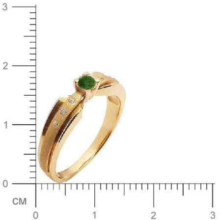 Кольцо с 6 бриллиантами, изумрудом из жёлтого золота 750 пробы (арт. 302294)
