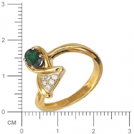 Кольцо с 6 бриллиантами, изумрудом из комбинированного золота  (арт. 302372)
