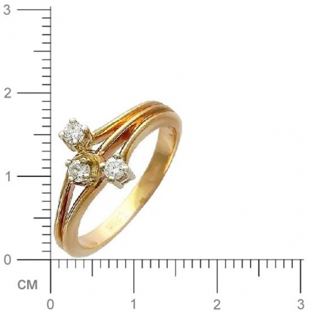 Кольцо с 3 бриллиантами из комбинированного золота  (арт. 302388)