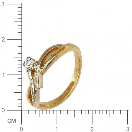 Кольцо с 1 бриллиантом из комбинированного золота 750 пробы (арт. 302447)