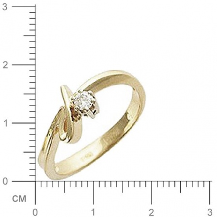 Кольцо с 1 бриллиантом из комбинированного золота 750 пробы (арт. 302459)