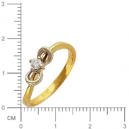 Кольцо Бантик с 1 бриллиантом из комбинированного золота 750 пробы (арт. 302464)