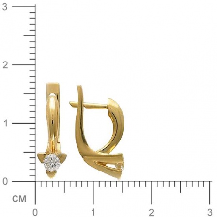 Серьги с 2 бриллиантами из жёлтого золота 750 пробы (арт. 302546)