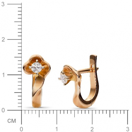 Серьги с 2 бриллиантами из комбинированного золота  (арт. 302549)