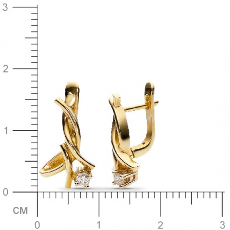 Серьги Запятая с 2 бриллиантами из комбинированного золота 750 пробы (арт. 302616)