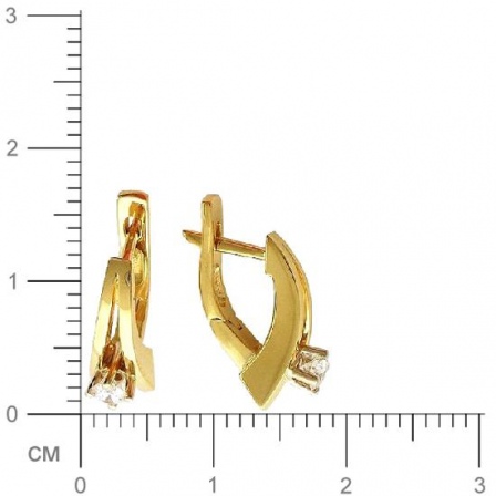 Серьги с 2 бриллиантами из комбинированного золота 750 пробы (арт. 302617)
