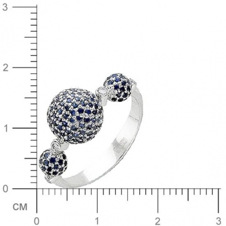 Кольцо с 4 бриллиантами, 195 сапфирами из белого золота  (арт. 302790)