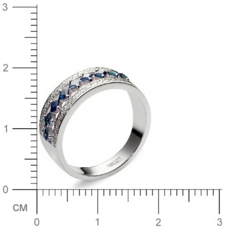 Кольцо с 38 бриллиантами, 9 сапфирами из белого золота  (арт. 302824)