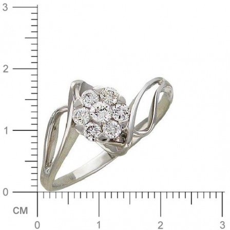 Кольцо Цветок с 7 бриллиантами из белого золота  (арт. 303075)