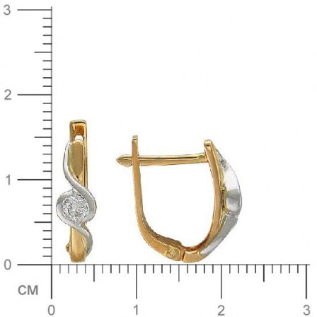 Серьги Запятая с 2 бриллиантами из комбинированного золота  (арт. 303763)