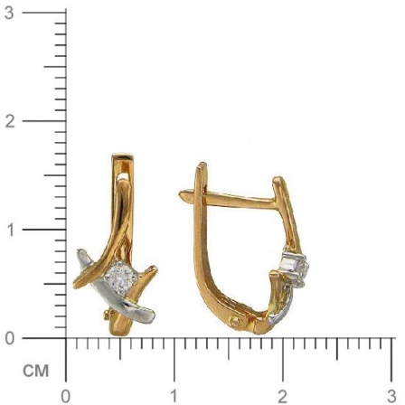 Серьги с 2 бриллиантами из комбинированного золота  (арт. 303764)