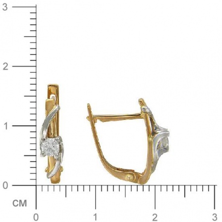 Серьги с 2 бриллиантами из комбинированного золота  (арт. 303765)