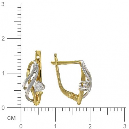 Серьги с 2 бриллиантами из комбинированного золота  (арт. 303766)