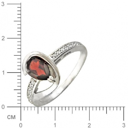 Кольцо с гранатом, фианитами из серебра (арт. 310516)