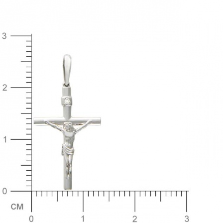 Крестик с бриллиантом из белого золота (арт. 313888)
