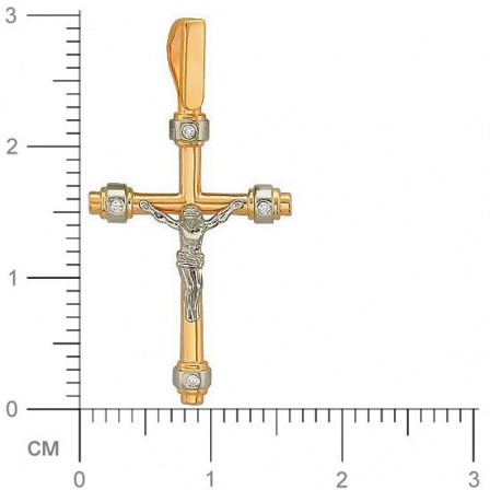 Крестик с бриллиантами из комбинированного золота (арт. 313890)