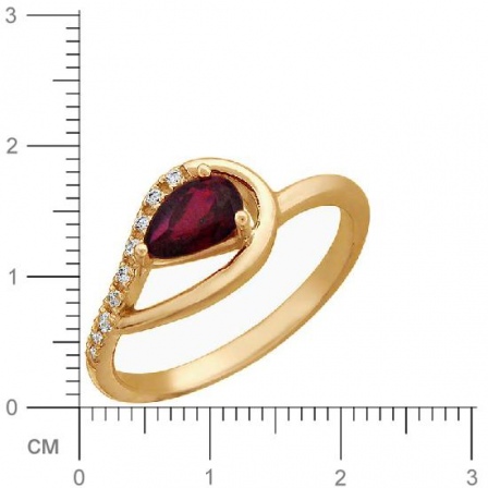 Кольцо с рубином, фианитами из красного золота (арт. 313991)