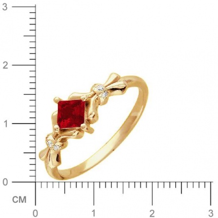 Кольцо с гранатом, фианитами из красного золота (арт. 315158)
