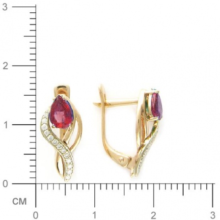Серьги с бриллиантами, рубинами из комбинированного золота (арт. 315691)