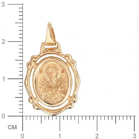 Подвеска-иконка "Семистрельная Богородица" из красного золота (арт. 315718)