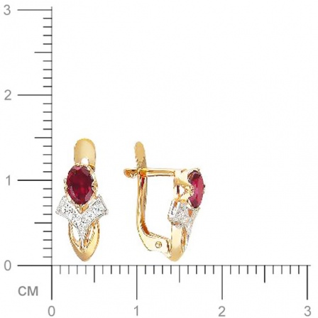 Серьги со шпинелью, фианитами из красного золота (арт. 315735)