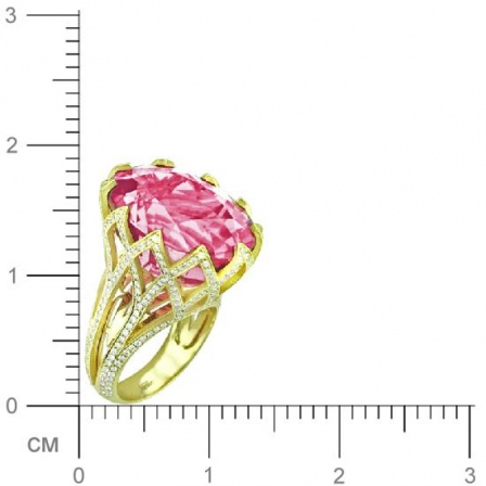 Кольцо Цветок с бриллиантами, турмалином из желтого золота 750 пробы (арт. 316077)